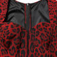 Dolce & Gabbana Red Leopard Print Sheath Long Sleeve Dress