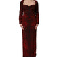 Dolce & Gabbana Red Leopard Print Sheath Long Sleeve Dress