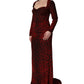 Dolce & Gabbana Red Leopard Print Sheath Long Sleeve Dress