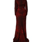 Dolce & Gabbana Red Leopard Print Sheath Long Sleeve Dress
