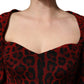 Dolce & Gabbana Red Leopard Print Sheath Long Sleeve Dress