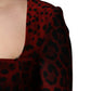 Dolce & Gabbana Red Leopard Print Sheath Long Sleeve Dress