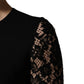 Dolce & Gabbana Black Viscose Lace Long Sleeves Mini Dress