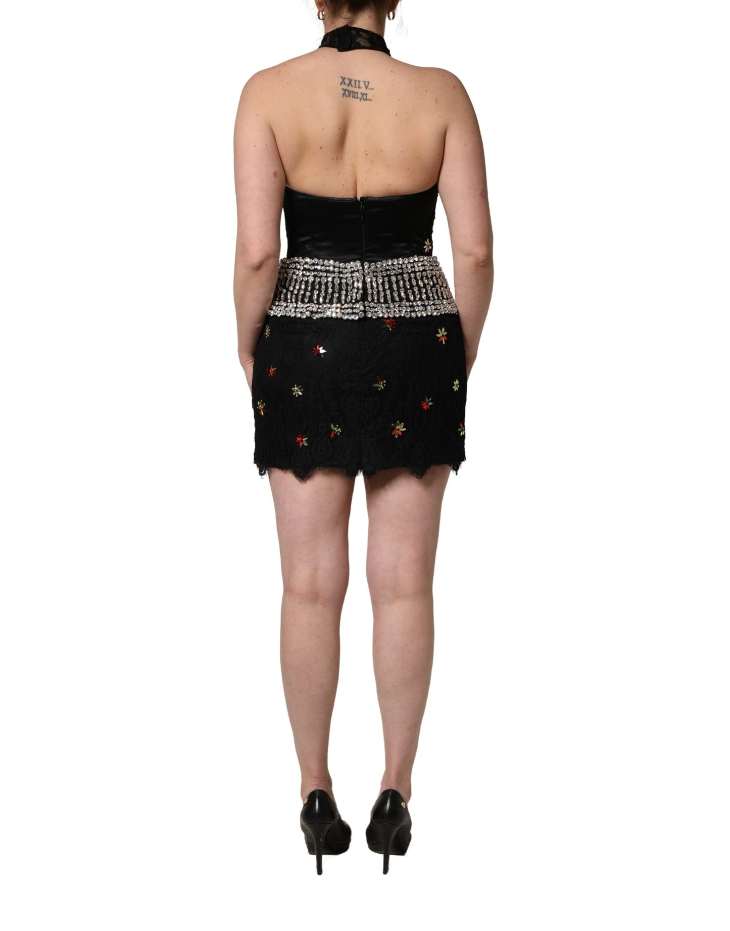 Dolce & Gabbana Black Sequin Embellished Sheath Mini Dress