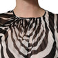 MSGM Black White Zebra Puff Sleeves Mini Dress