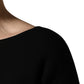 Dolce & Gabbana Black Wool Crepe Long Sleeves Midi Dress