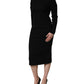 Dolce & Gabbana Black Wool Crepe Long Sleeves Midi Dress
