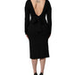 Dolce & Gabbana Black Wool Crepe Long Sleeves Midi Dress