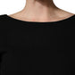 Dolce & Gabbana Black Wool Crepe Long Sleeves Midi Dress