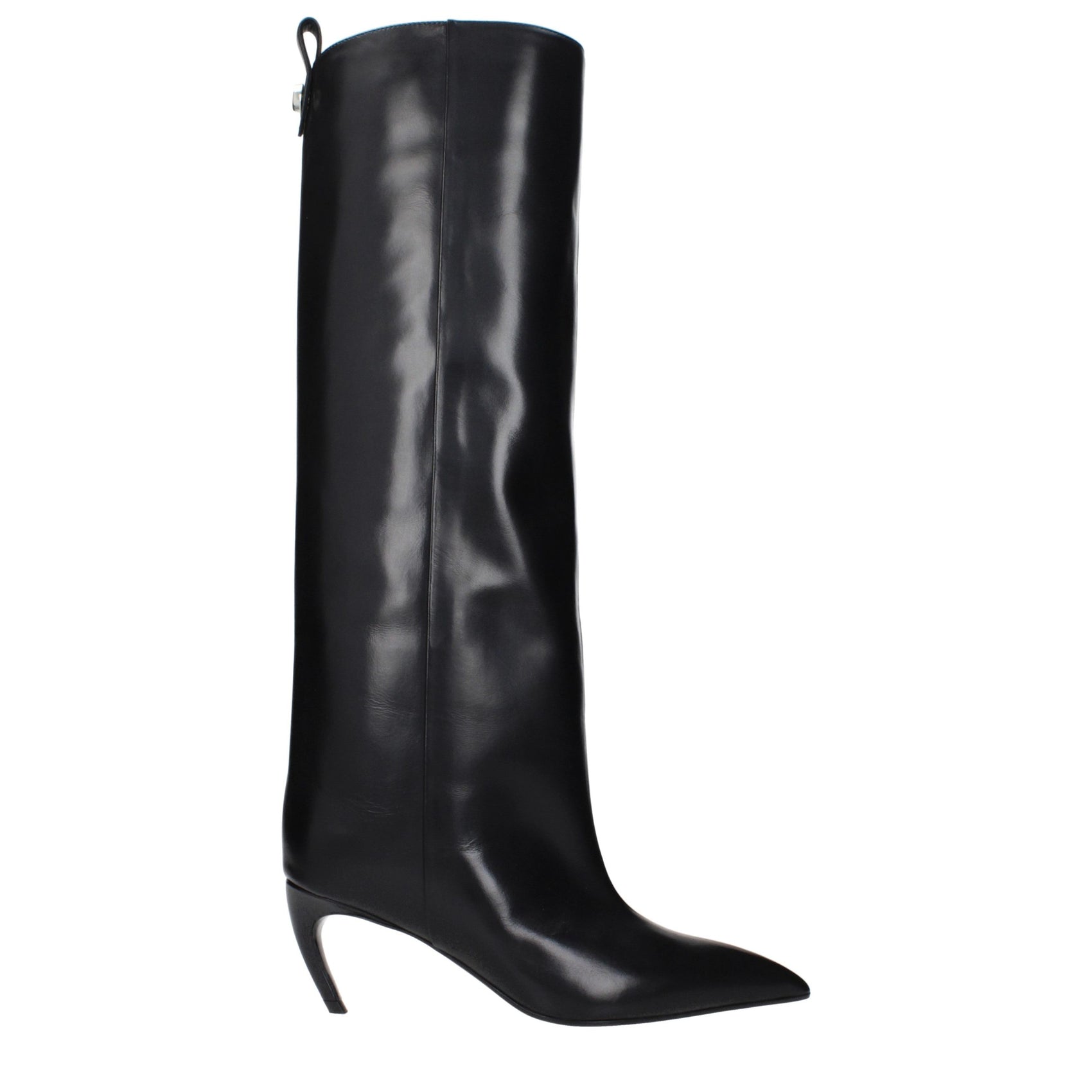 The Attico Black Leather High Heel Boots