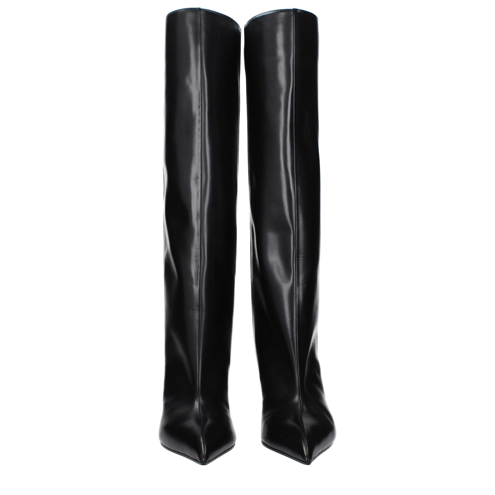 The Attico Black Leather High Heel Boots