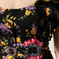 Dolce & Gabbana Black Purple Crystal Brooch Silk Midi Dress
