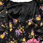 Dolce & Gabbana Black Purple Crystal Brooch Silk Midi Dress