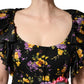 Dolce & Gabbana Black Purple Crystal Brooch Silk Midi Dress