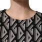 Dolce & Gabbana Black Logo Print Cotton Knee Length Dress