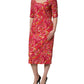 Dolce & Gabbana Red Paisley Floral Print Sheath Midi Dress