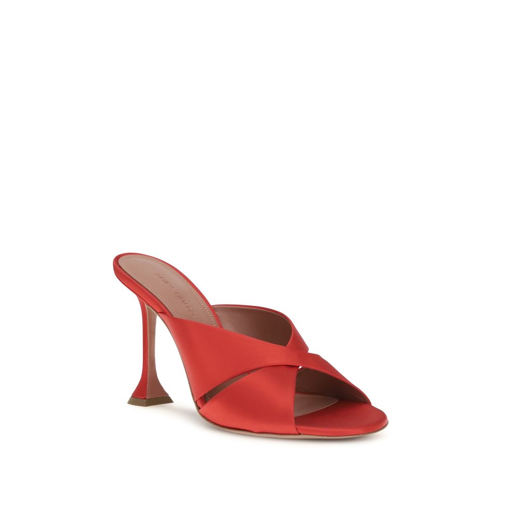 Amina Muaddi Multicolor Silk Stiletto Heel Sandals