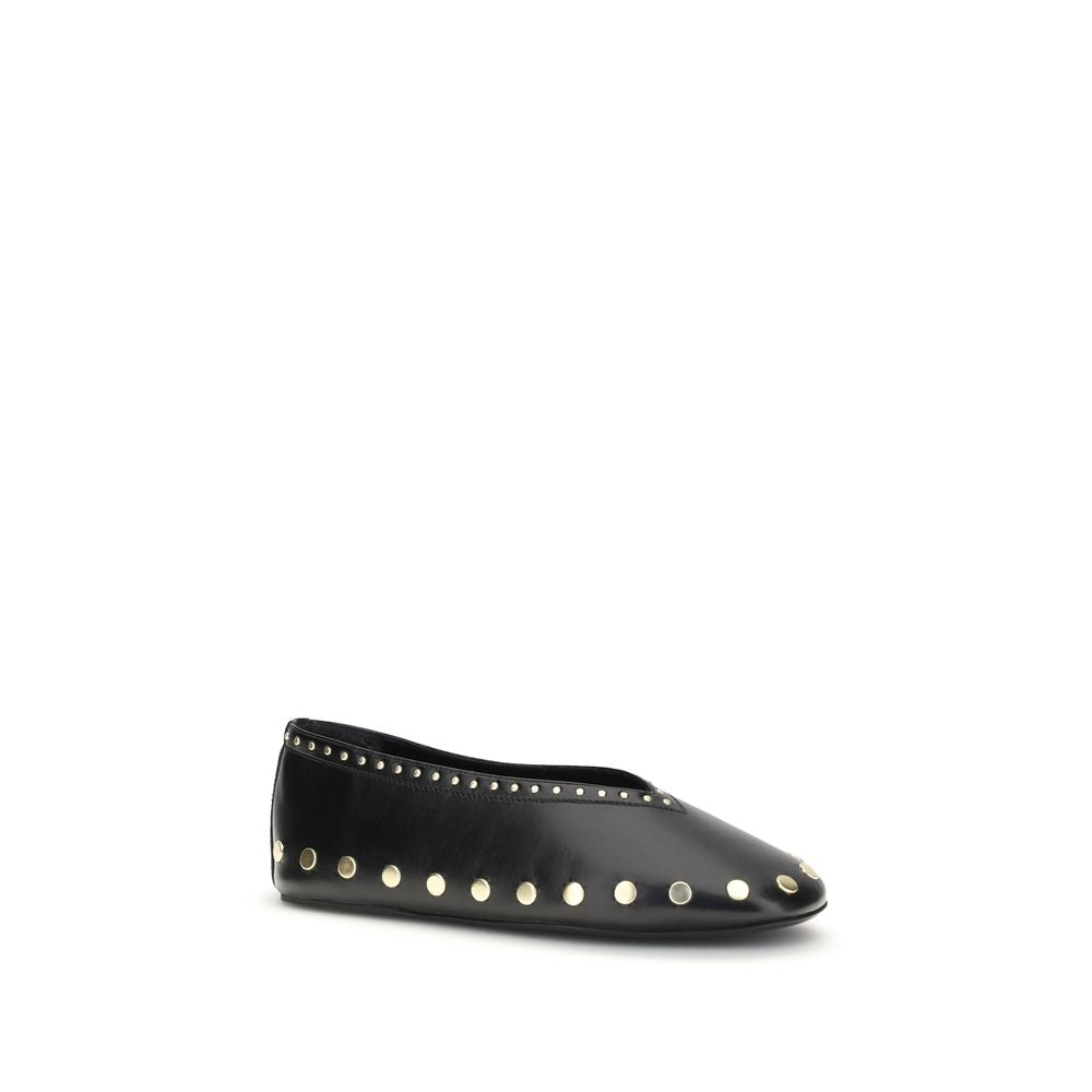 Ganni Black Polyurethane Ballet Flats