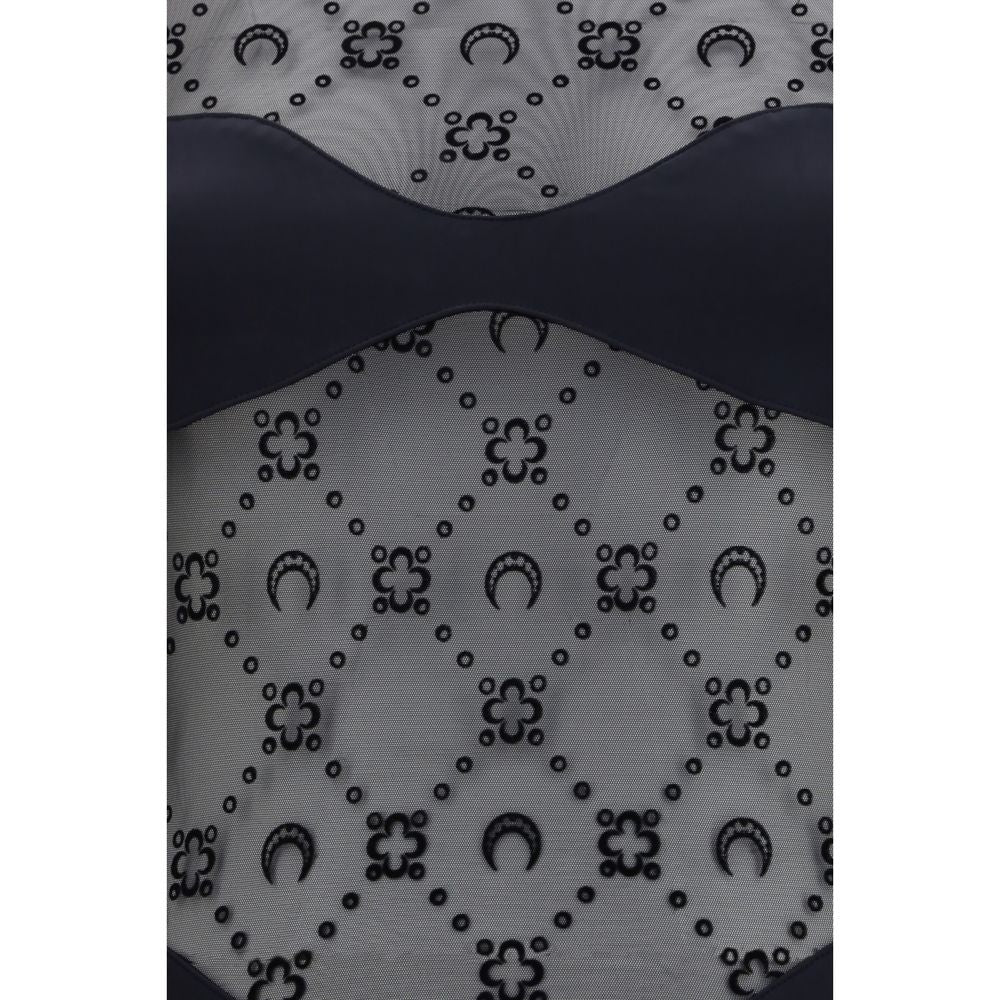 Marine Serre Black Polyamide Bodysuit