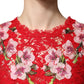 Dolce & Gabbana Red Lace Floral Embroidery Long Sleeves Top