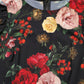 Dolce & Gabbana Black Floral Crepe Frill Detail Blouse Top