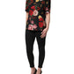 Dolce & Gabbana Black Floral Crepe Frill Detail Blouse Top