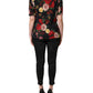 Dolce & Gabbana Black Floral Crepe Frill Detail Blouse Top