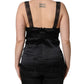 Dolce & Gabbana Black Silk Lace Trim Camisole V-neckline Tank Top