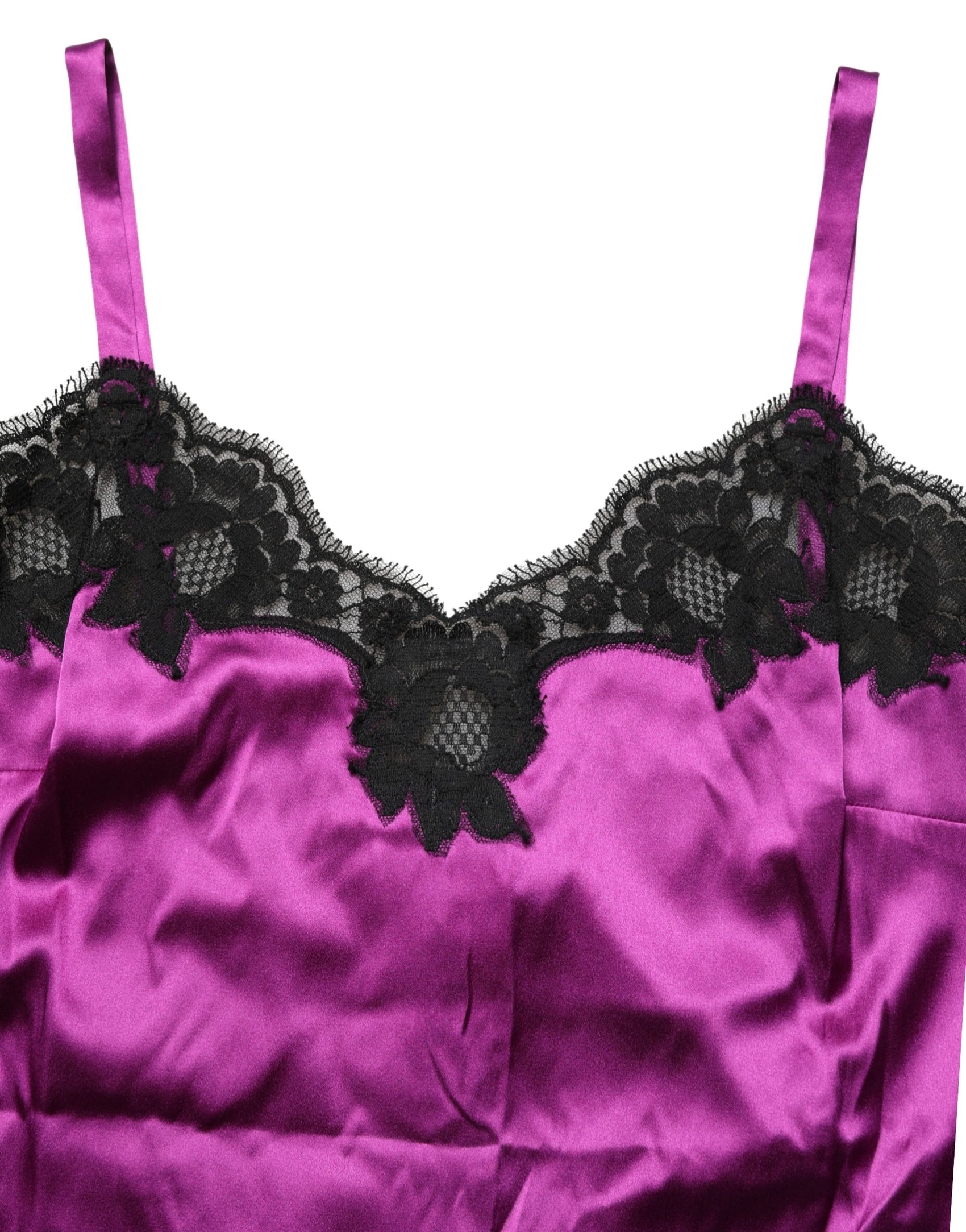 Dolce & Gabbana Purple Silk Lace Trim Camisole Sleeveless Tank Top