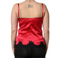 Dolce & Gabbana Red Silk Lace Trim Camisole Sleeveless Tank Top