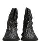 Dolce & Gabbana Black Logo Print Lace Up Snow Boots Shoes