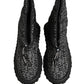 Dolce & Gabbana Black Logo Print Lace Up Snow Boots Shoes