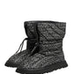 Dolce & Gabbana Black Logo Print Lace Up Snow Boots Shoes