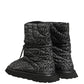 Dolce & Gabbana Black Logo Print Lace Up Snow Boots Shoes
