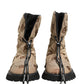 Dolce & Gabbana Brown Logo Print Lace Up Snow Boots Shoes