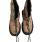 Dolce & Gabbana Brown Logo Print Lace Up Snow Boots Shoes
