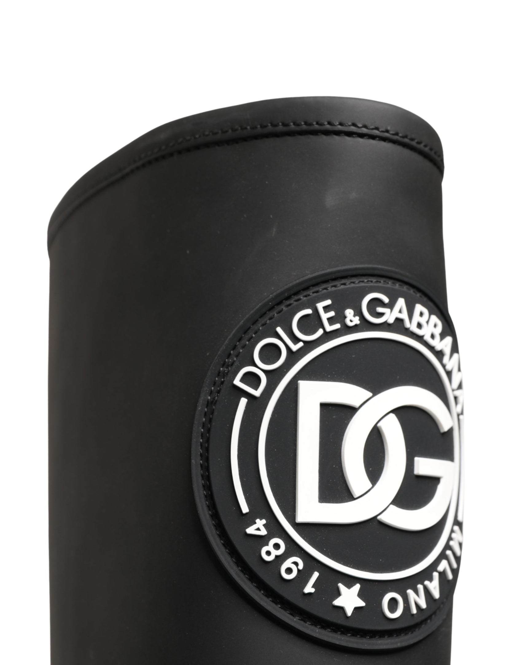Dolce & Gabbana Black Rubberised Leather High Boots Shoes
