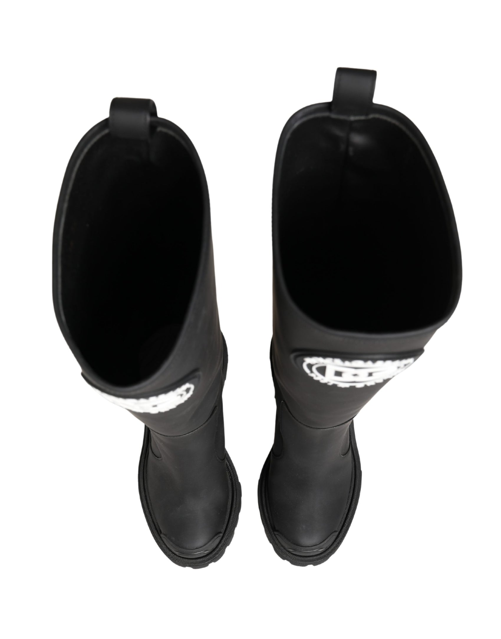 Dolce & Gabbana Black Rubberised Leather High Boots Shoes