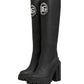 Dolce & Gabbana Black Rubberised Leather High Boots Shoes