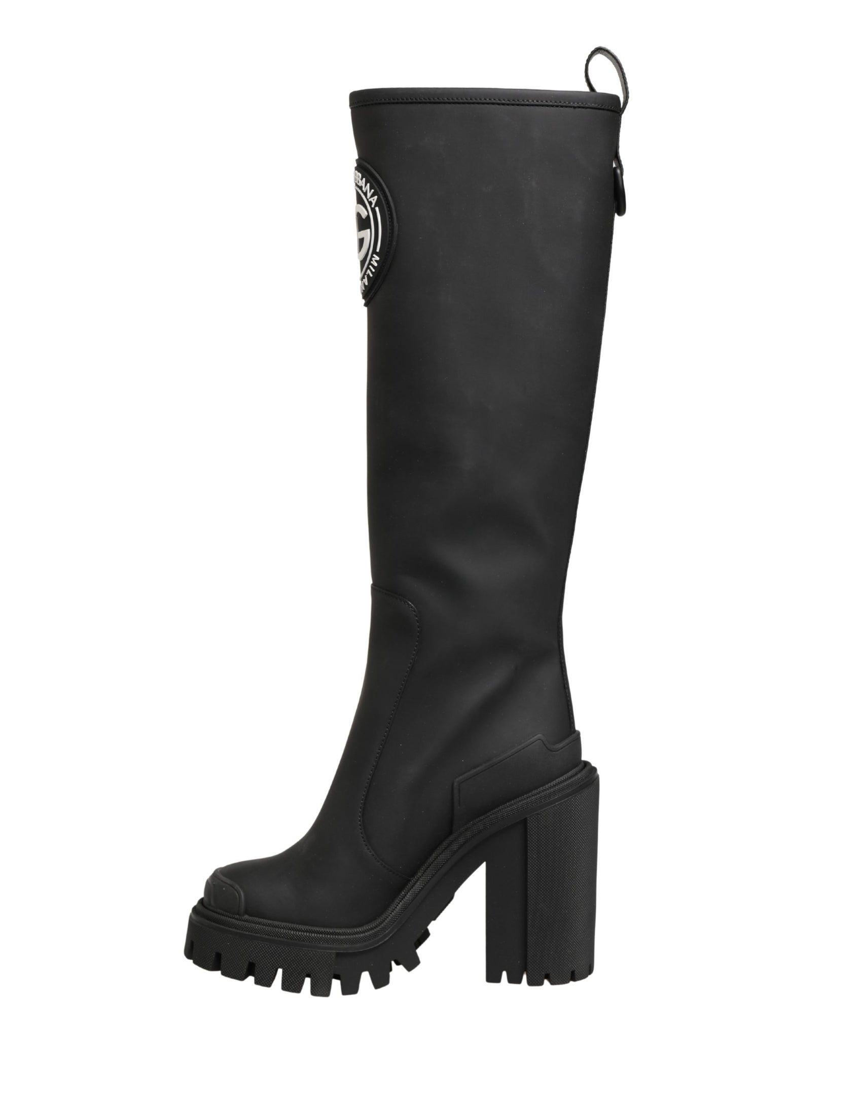 Dolce & Gabbana Black Rubberised Leather High Boots Shoes