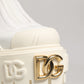 Dolce & Gabbana White Leather Rubber Logo Ankle Boots Shoes