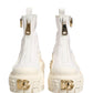 Dolce & Gabbana White Leather Rubber Logo Ankle Boots Shoes