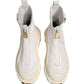 Dolce & Gabbana White Leather Rubber Logo Ankle Boots Shoes