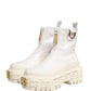 Dolce & Gabbana White Leather Rubber Logo Ankle Boots Shoes
