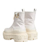 Dolce & Gabbana White Leather Rubber Logo Ankle Boots Shoes