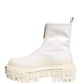 Dolce & Gabbana White Leather Rubber Logo Ankle Boots Shoes