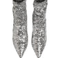 Dolce & Gabbana Silver Sequined Short Boots Stretch Shoes
