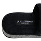 Dolce & Gabbana Black Crystal Embellished Platform Slides Shoes