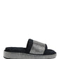 Dolce & Gabbana Black Crystal Embellished Platform Slides Shoes