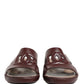 Dolce & Gabbana Maroon Leather Cutout DG Logo Sandals Shoes
